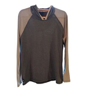 Men's Oakley M Striped Hydrolix Long Sleeve Hoodie Shirt Raglan Performance Gray